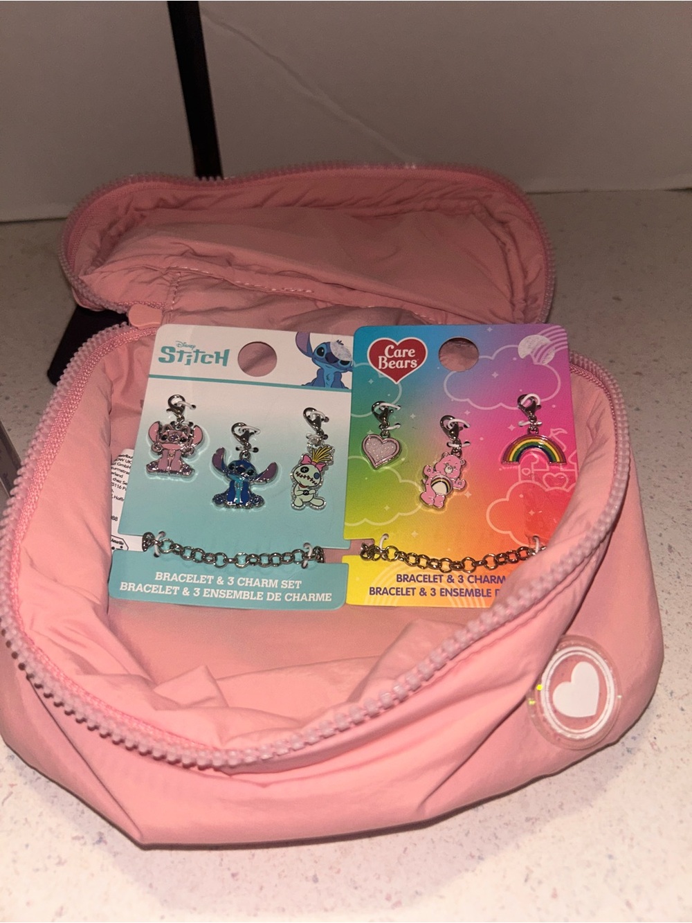 Care Bears & Stitch Pink Charm Bracelet Set - 3 Charms